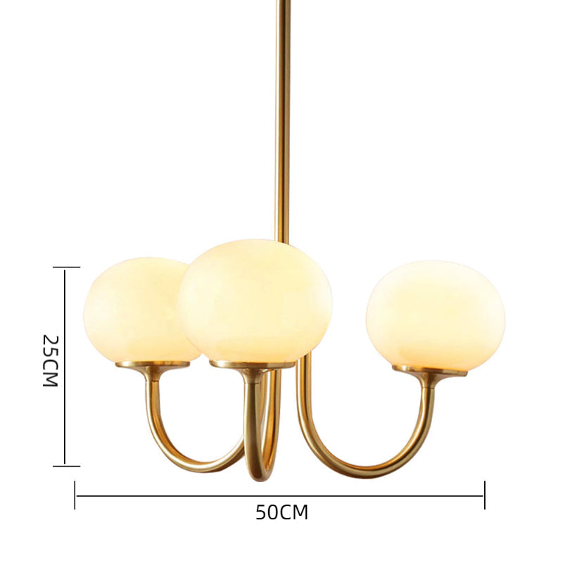 Modern Gooseneck Globe Chandelier Pink & Orange Glass Pendant
