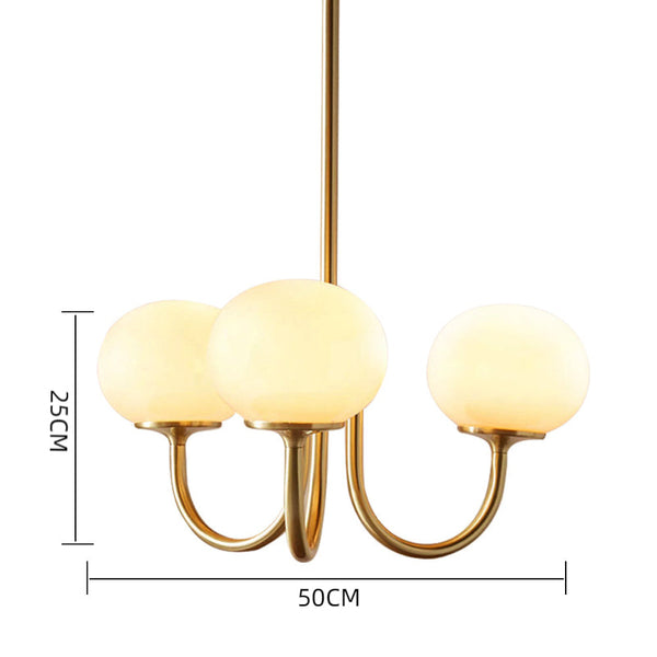 Modern Gooseneck Globe Chandelier Pink & Orange Glass Pendant
