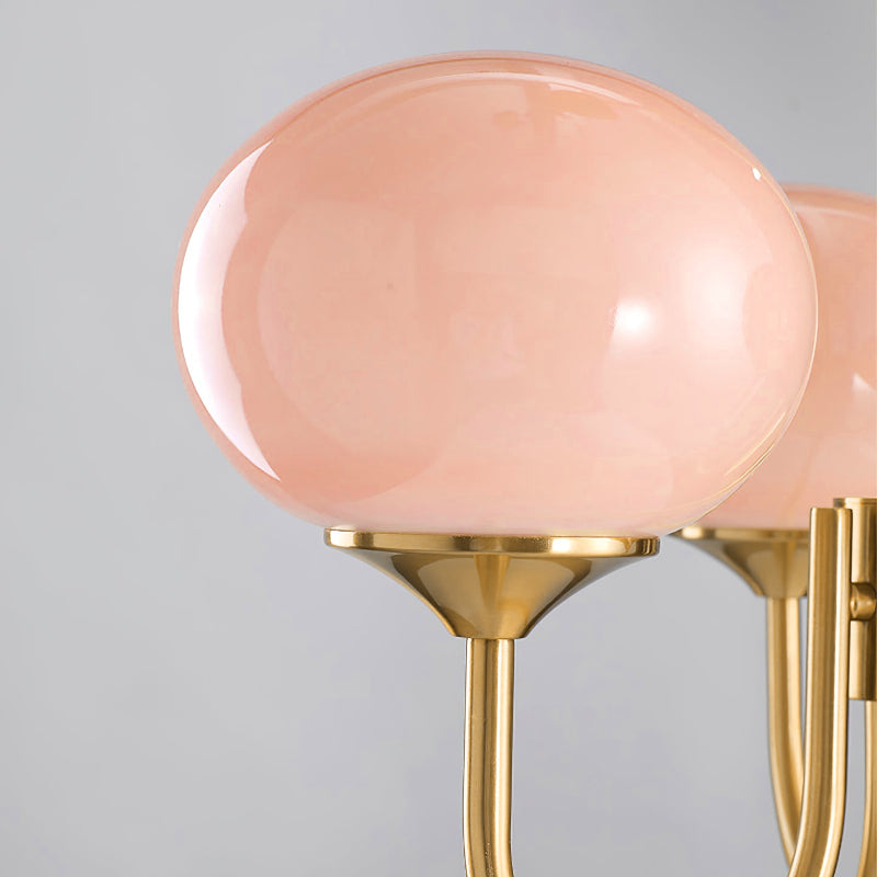 Modern Gooseneck Globe Chandelier Pink & Orange Glass Pendant