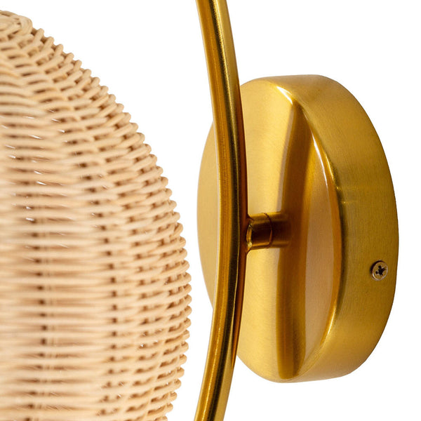 Rattan Lantern Wall Sconce Handwoven Boho Hanging Light