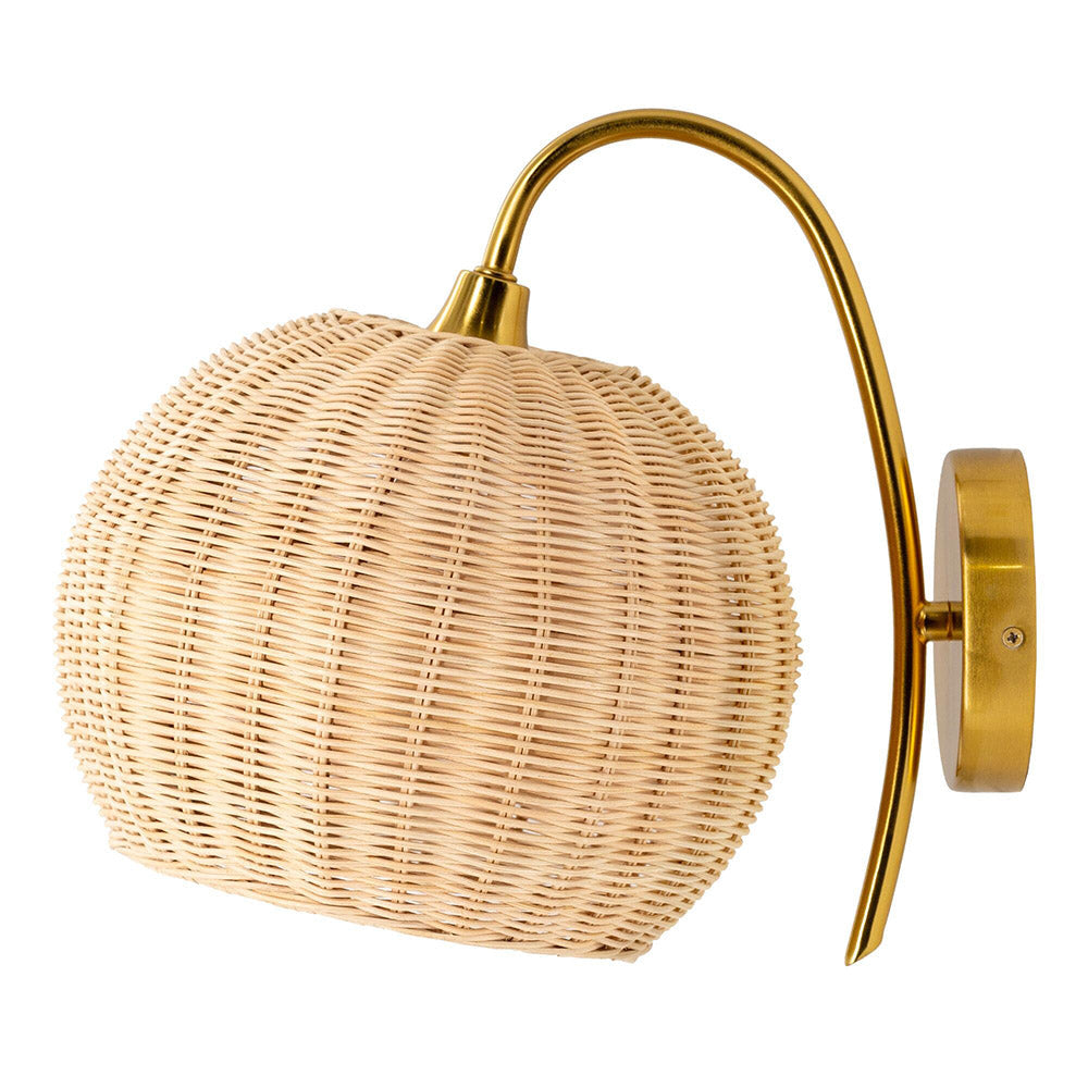 Rattan Lantern Wall Sconce Handwoven Boho Hanging Light