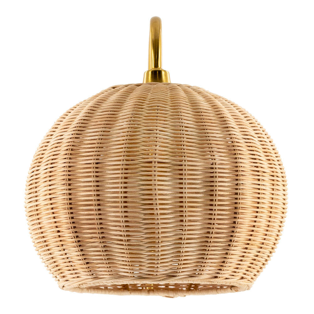 Rattan Lantern Wall Sconce Handwoven Boho Hanging Light