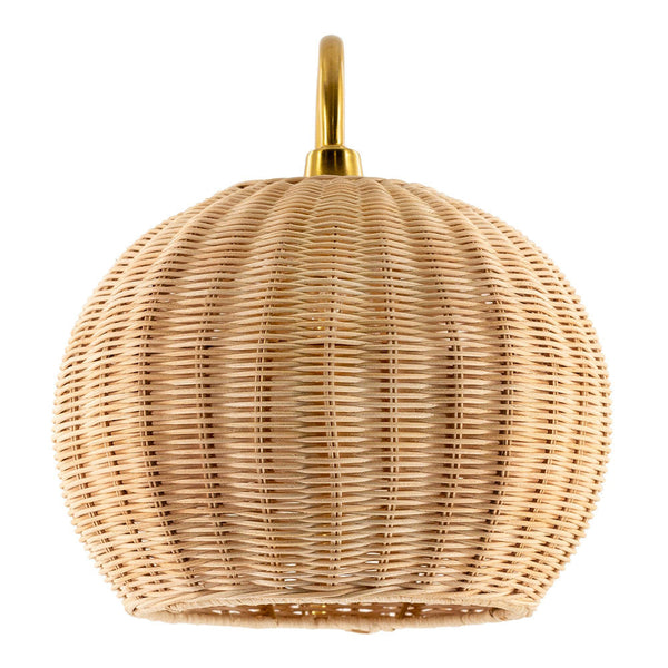 Rattan Lantern Wall Sconce Handwoven Boho Hanging Light