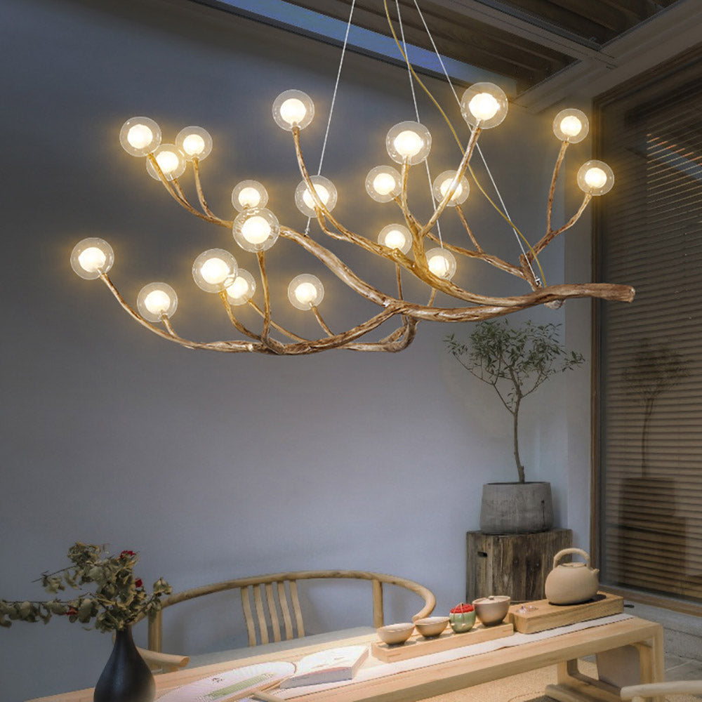 Organic Branch Chandelier Modern Tree Branch Light with Glass Globes