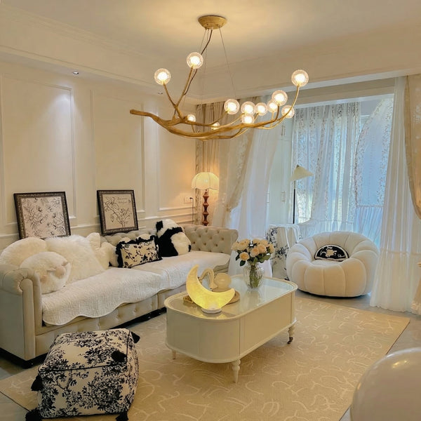 Organic Branch Chandelier Modern Tree Branch Light with Glass Globes