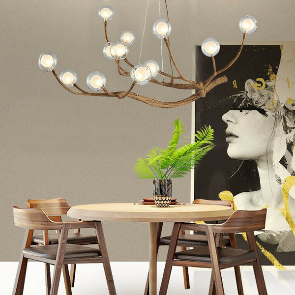 Organic Branch Chandelier Modern Tree Branch Light with Glass Globes