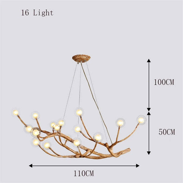 Organic Branch Chandelier Modern Tree Branch Light with Glass Globes