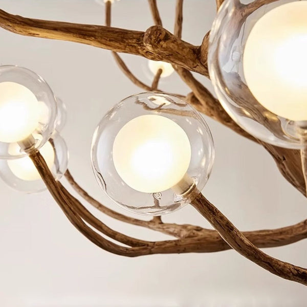 Organic Branch Chandelier Modern Tree Branch Light with Glass Globes
