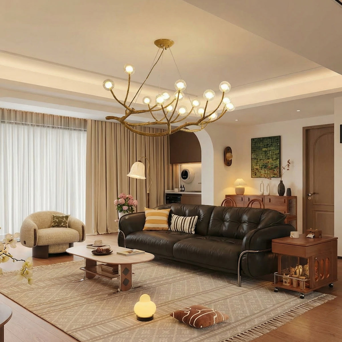 Organic Branch Chandelier Modern Tree Branch Light with Glass Globes