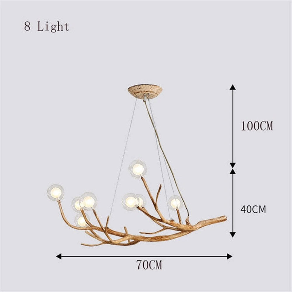 Organic Branch Chandelier Modern Tree Branch Light with Glass Globes