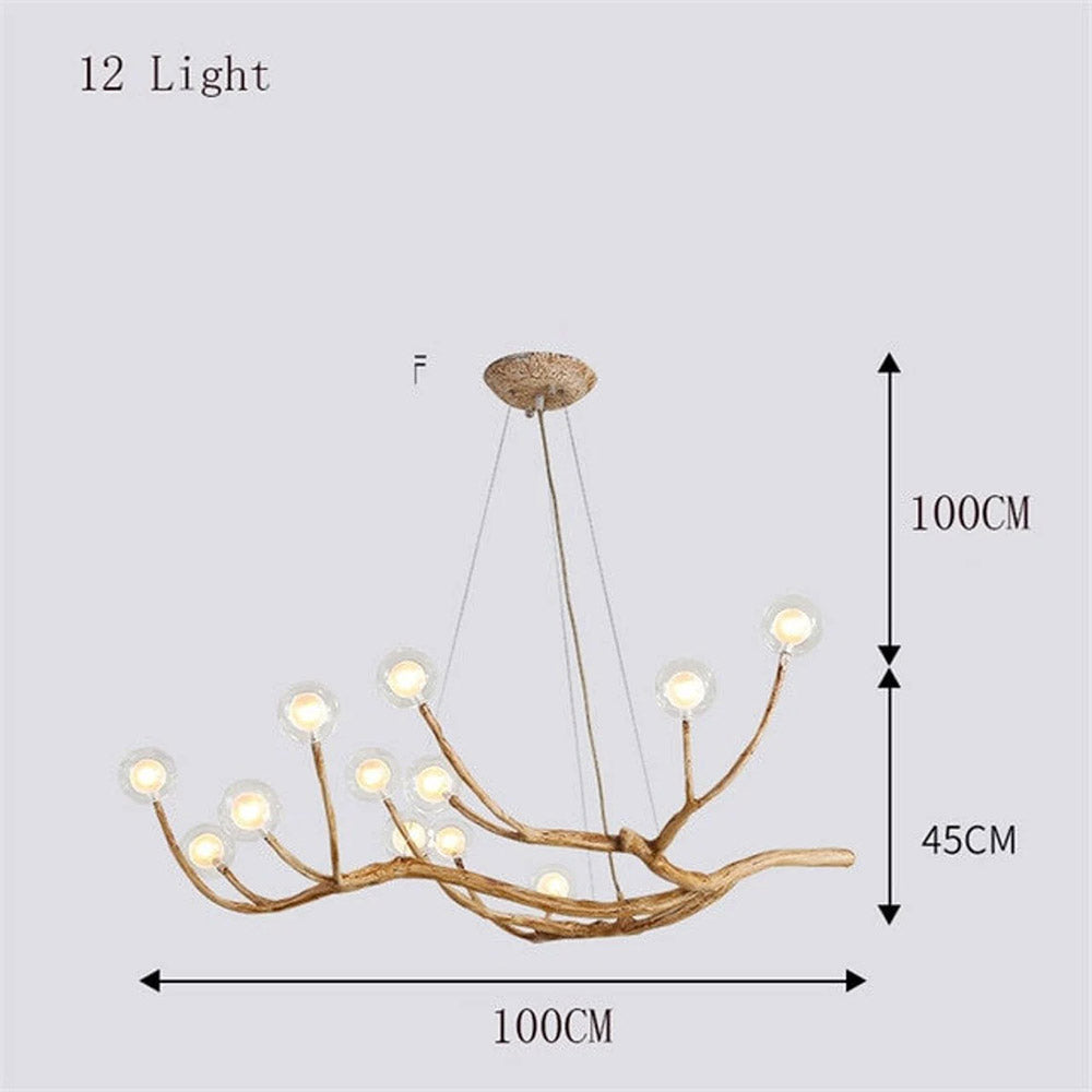 Organic Branch Chandelier Modern Tree Branch Light with Glass Globes
