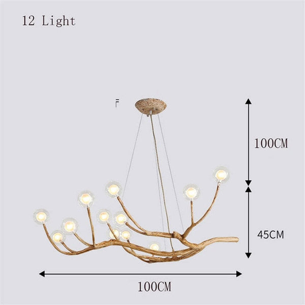 Organic Branch Chandelier Modern Tree Branch Light with Glass Globes
