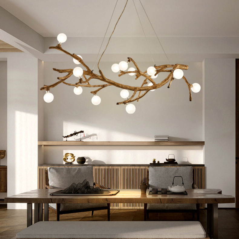 Organic Branch Chandelier Modern Tree Branch Light with Glass Globes