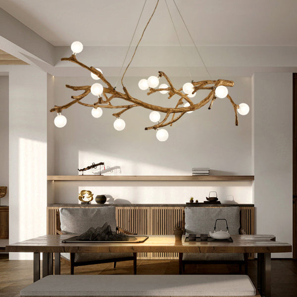 Organic Branch Chandelier Modern Tree Branch Light with Glass Globes