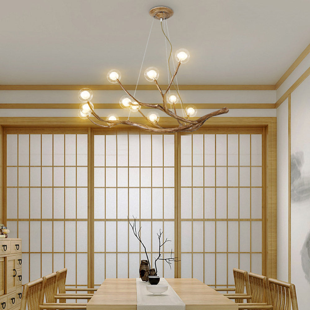 Organic Branch Chandelier Modern Tree Branch Light with Glass Globes