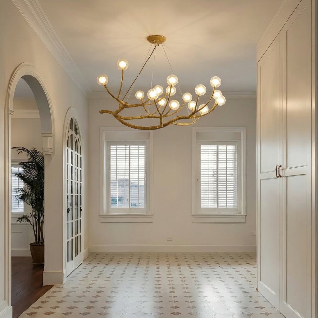 Organic Branch Chandelier Modern Tree Branch Light with Glass Globes