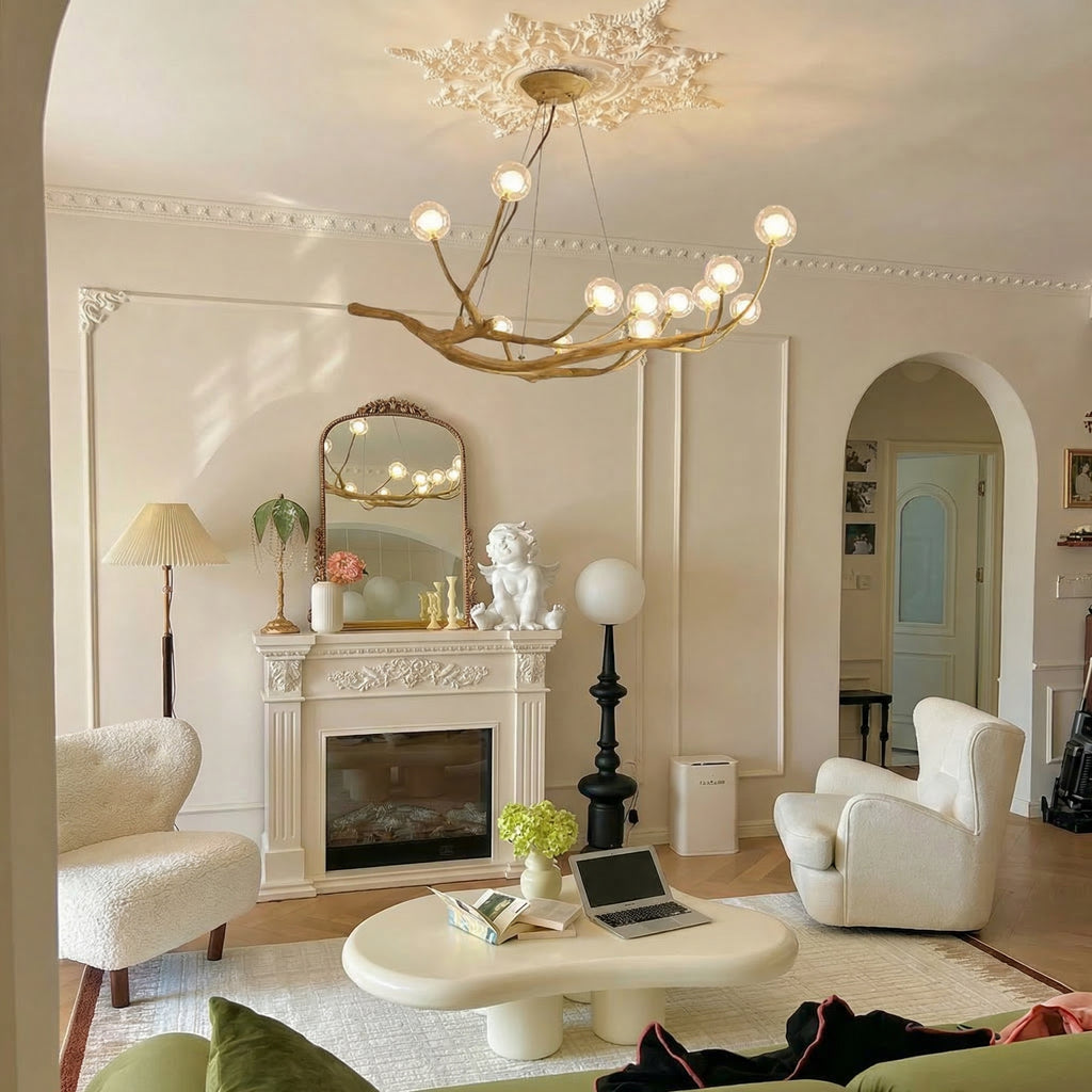 Organic Branch Chandelier Modern Tree Branch Light with Glass Globes