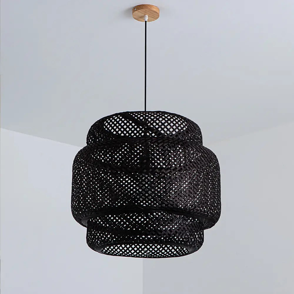 Creative Bamboo Pendant Light Woven Wicker Lampshade Chandelier