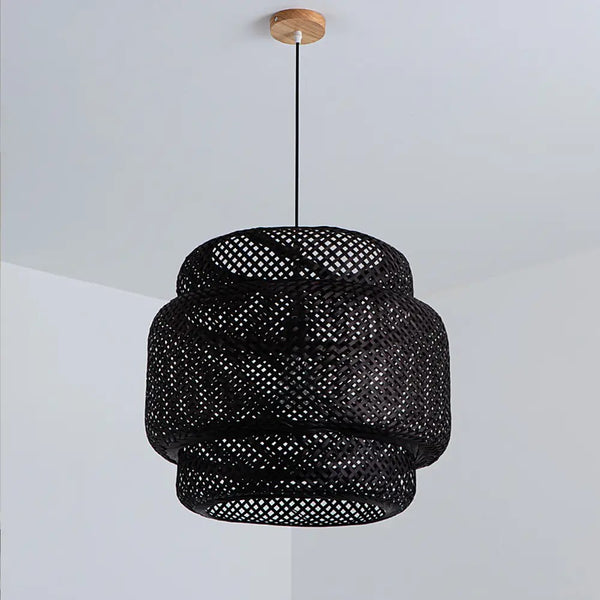 Creative Bamboo Pendant Light Woven Wicker Lampshade Chandelier