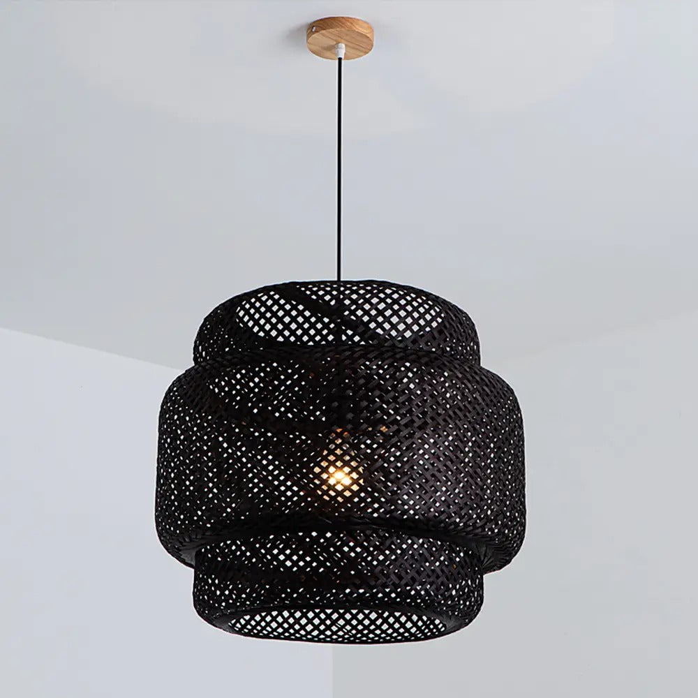 Creative Bamboo Pendant Light Woven Wicker Lampshade Chandelier