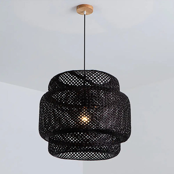 Creative Bamboo Pendant Light Woven Wicker Lampshade Chandelier