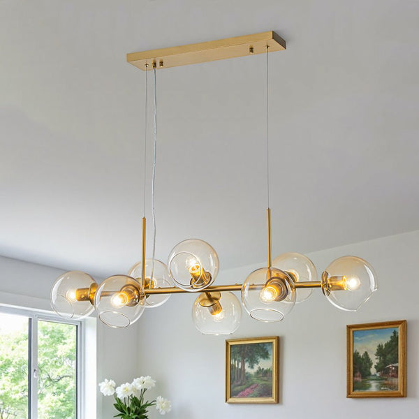 Mid-Century 8-Light Sculptural Glass Island Chandelier