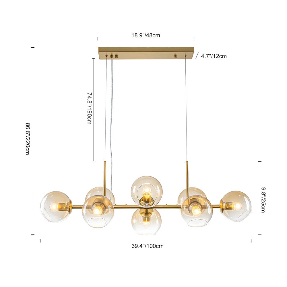 Mid-Century 8-Light Sculptural Glass Island Chandelier