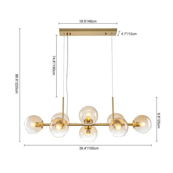Mid-Century 8-Light Sculptural Glass Island Chandelier
