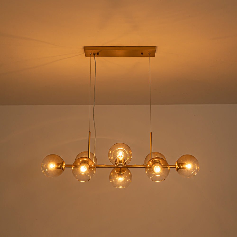 Mid-Century 8-Light Sculptural Glass Island Chandelier