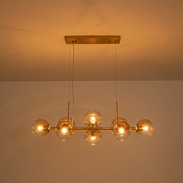 Mid-Century 8-Light Sculptural Glass Island Chandelier