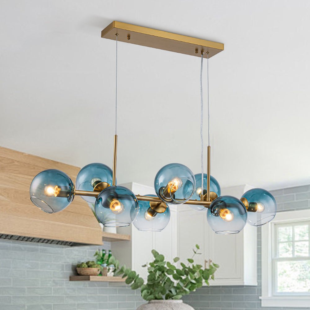 Mid-Century 8-Light Sculptural Glass Island Chandelier