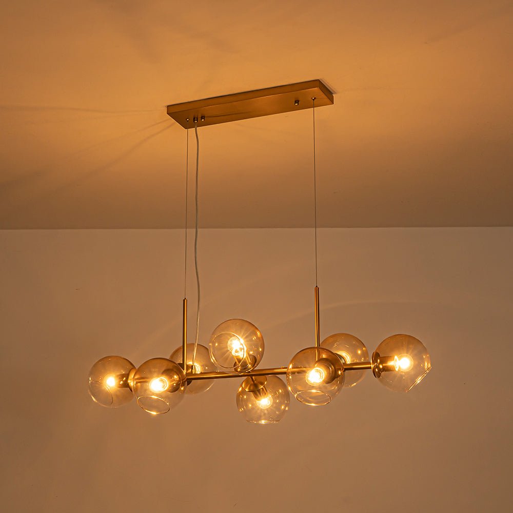 Mid-Century 8-Light Sculptural Glass Island Chandelier