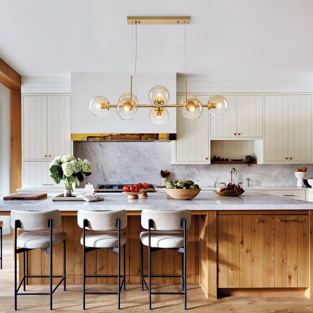 Mid-Century 8-Light Sculptural Glass Island Chandelier