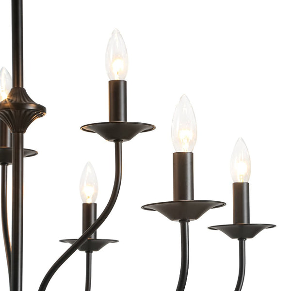Modern Farmhouse 9-Light Candlestick Tiered Chandelier