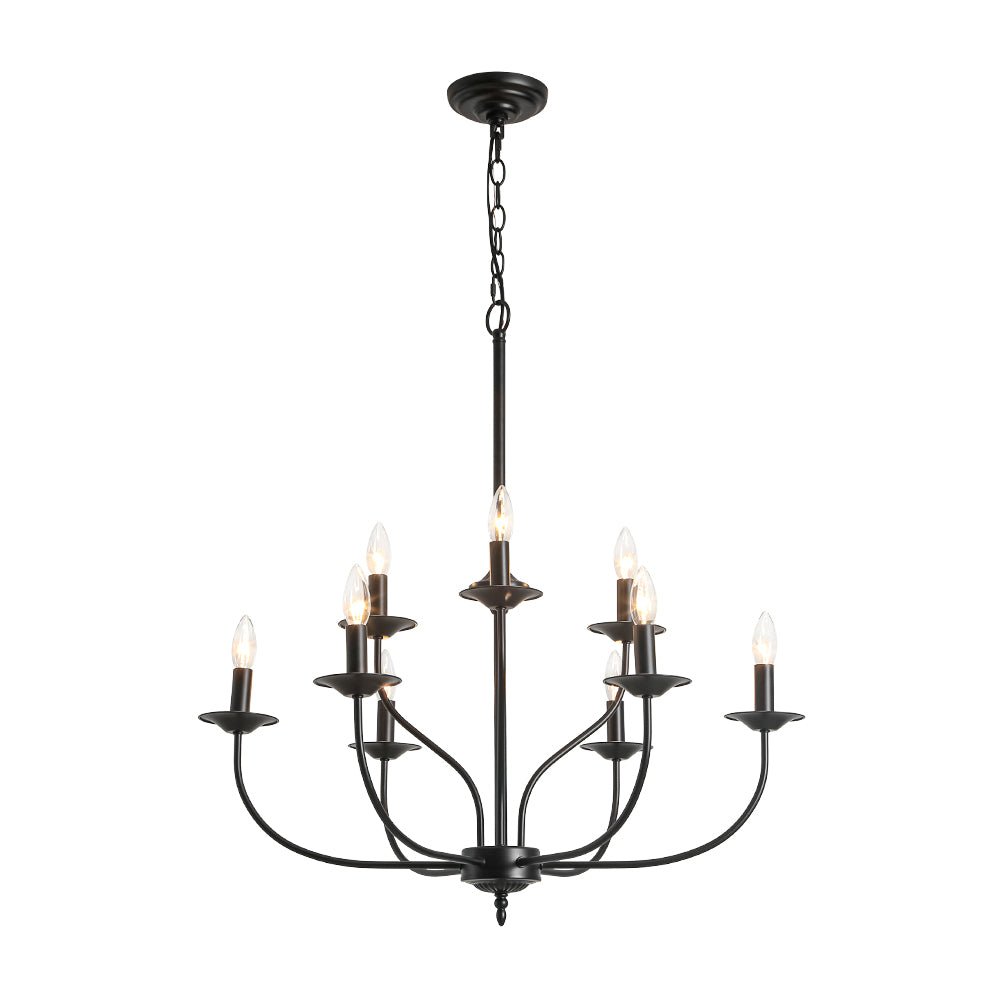 Modern Farmhouse 9-Light Candlestick Tiered Chandelier
