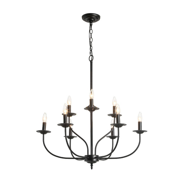 Modern Farmhouse 9-Light Candlestick Tiered Chandelier