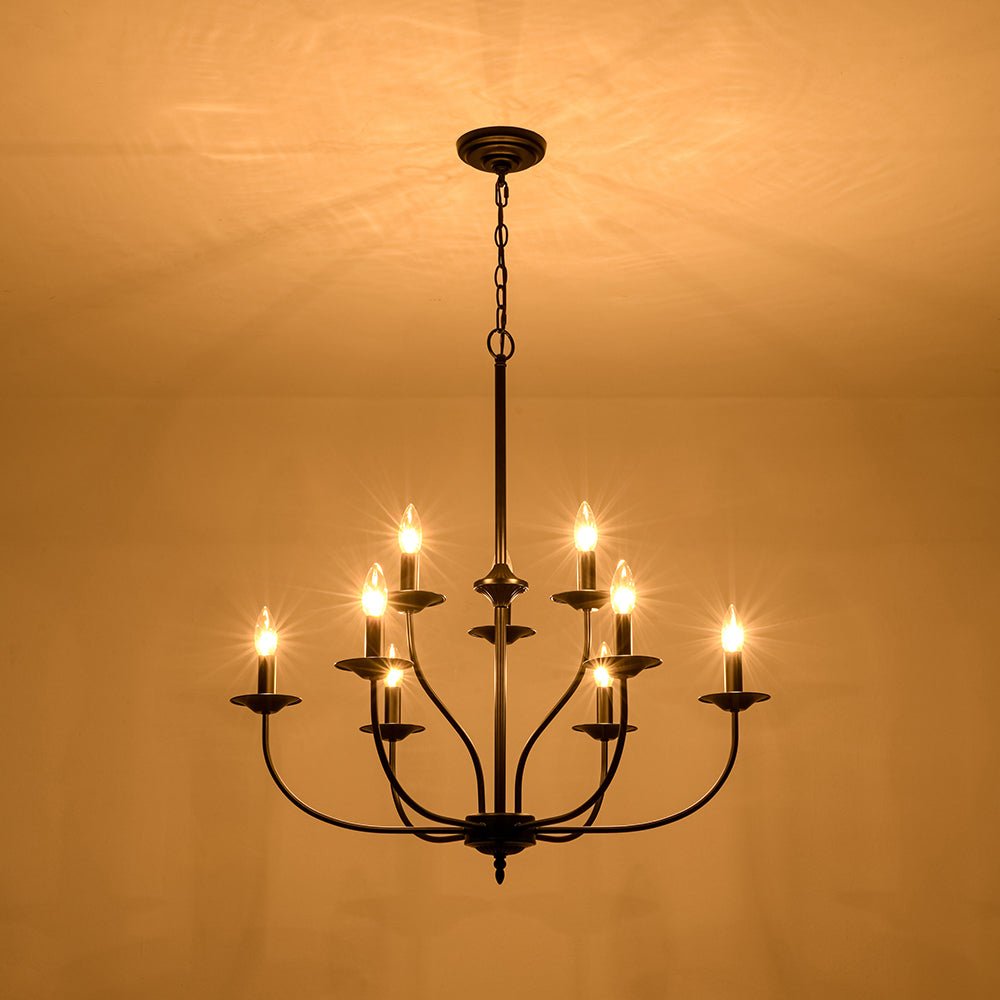Modern Farmhouse 9-Light Candlestick Tiered Chandelier