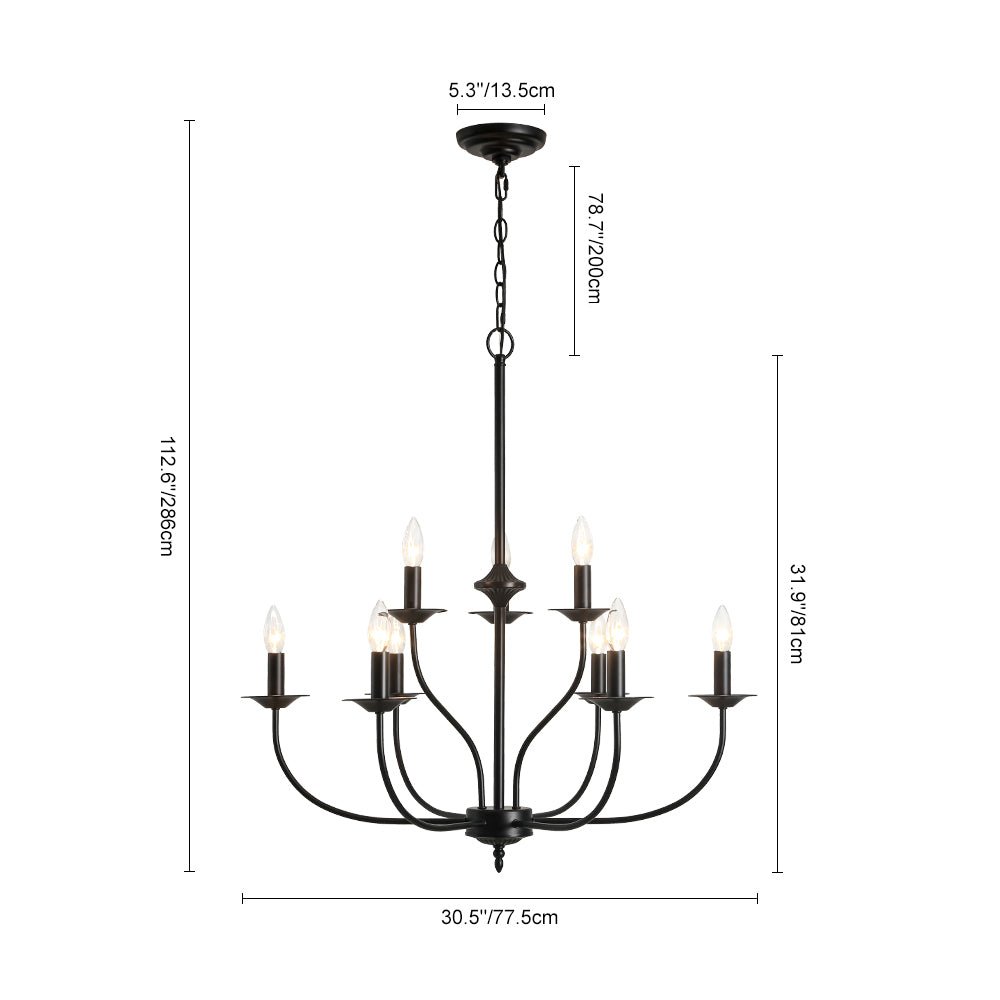Modern Farmhouse 9-Light Candlestick Tiered Chandelier