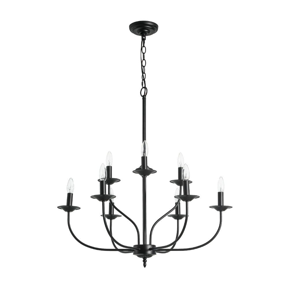 Modern Farmhouse 9-Light Candlestick Tiered Chandelier