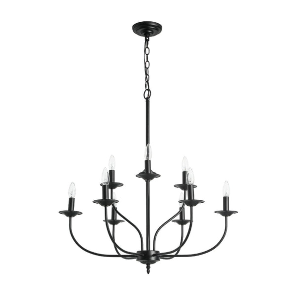 Modern Farmhouse 9-Light Candlestick Tiered Chandelier