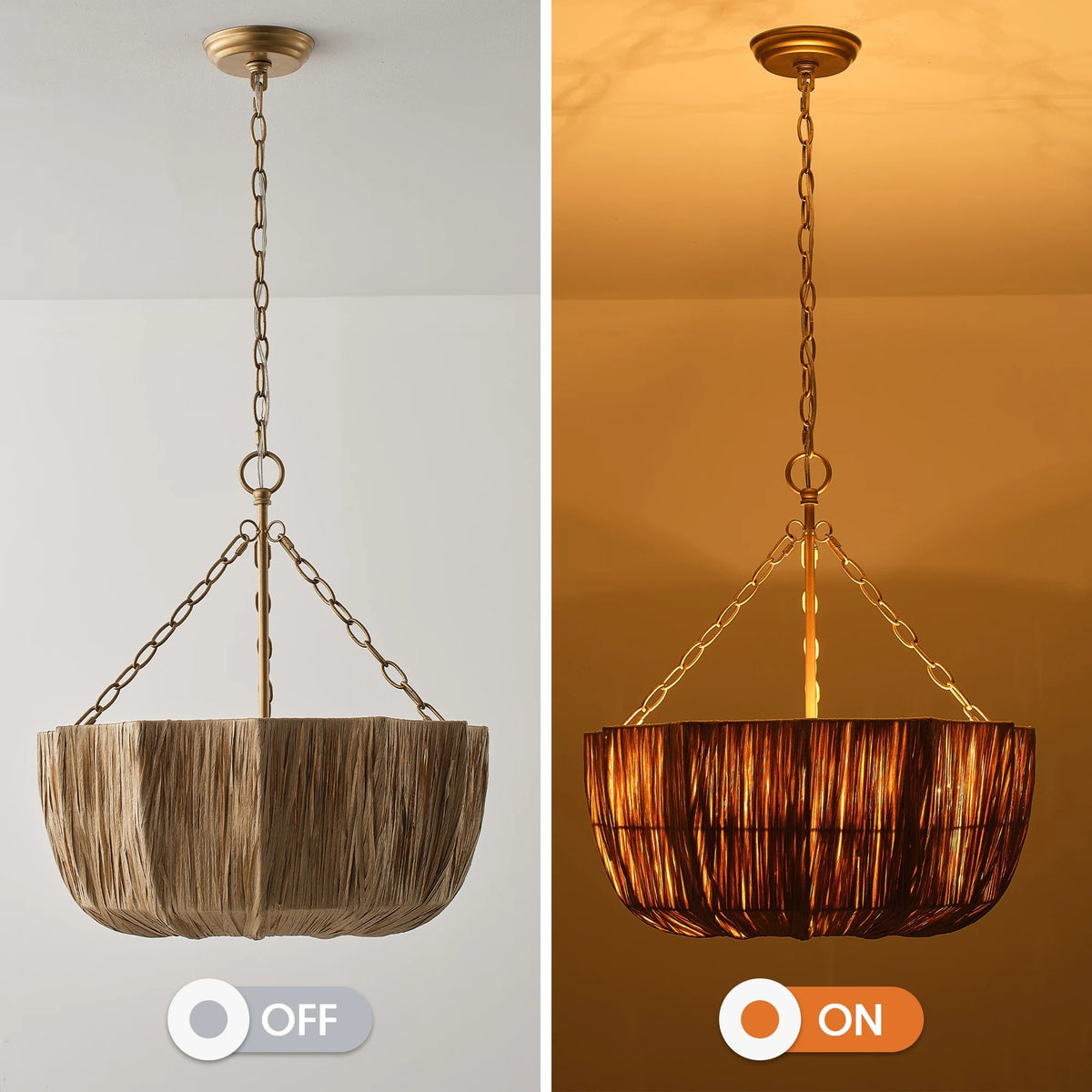 Organic Boho 5-Light Dimmable Bowl Chandelier Wabi-sabi Pendant Light