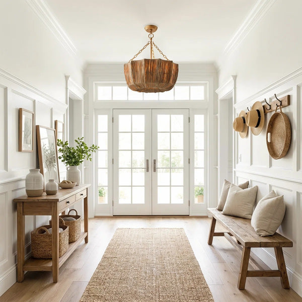 Organic Boho 5-Light Dimmable Bowl Chandelier Wabi-sabi Pendant Light