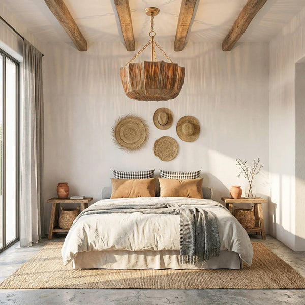 Organic Boho 5-Light Dimmable Bowl Chandelier Wabi-sabi Pendant Light