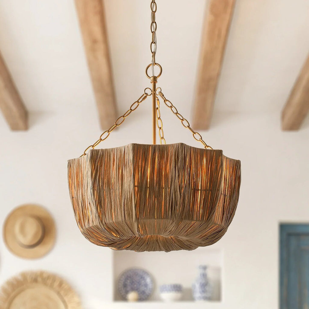 Organic Boho 5-Light Dimmable Bowl Chandelier Wabi-sabi Pendant Light