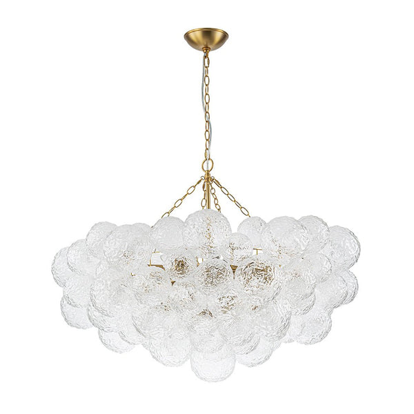 Modern Glam 15-Light Water-Patterned Glass Bubble Chandelier