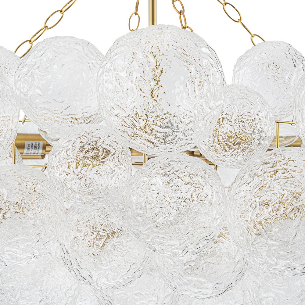 Modern Glam 15-Light Water-Patterned Glass Bubble Chandelier