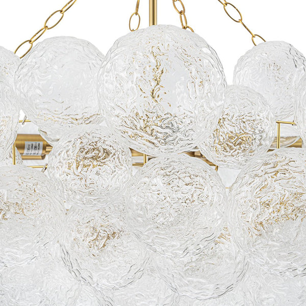Modern Glam 15-Light Water-Patterned Glass Bubble Chandelier