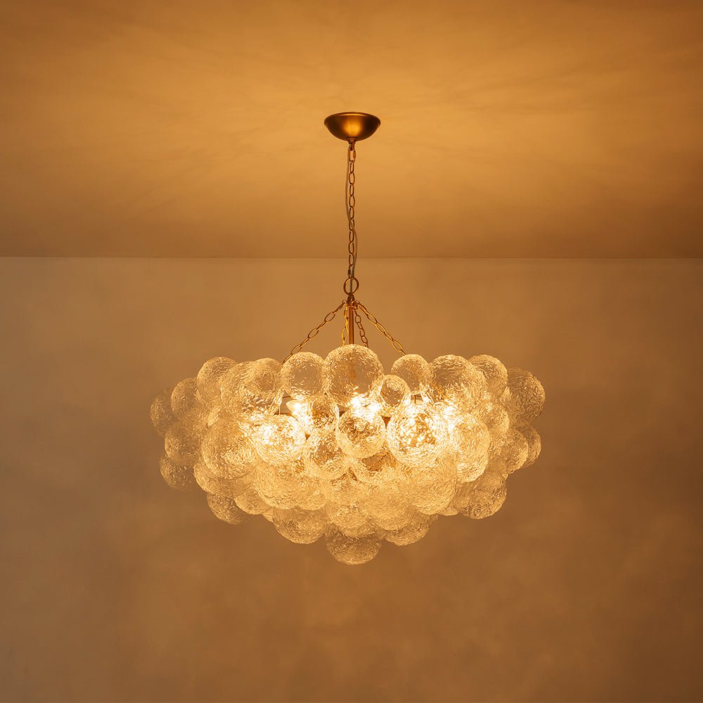 Modern Glam 15-Light Water-Patterned Glass Bubble Chandelier