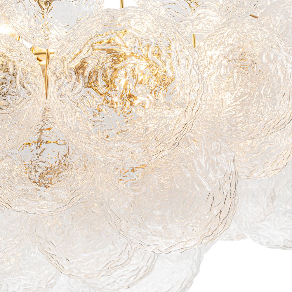 Modern Glam 15-Light Water-Patterned Glass Bubble Chandelier