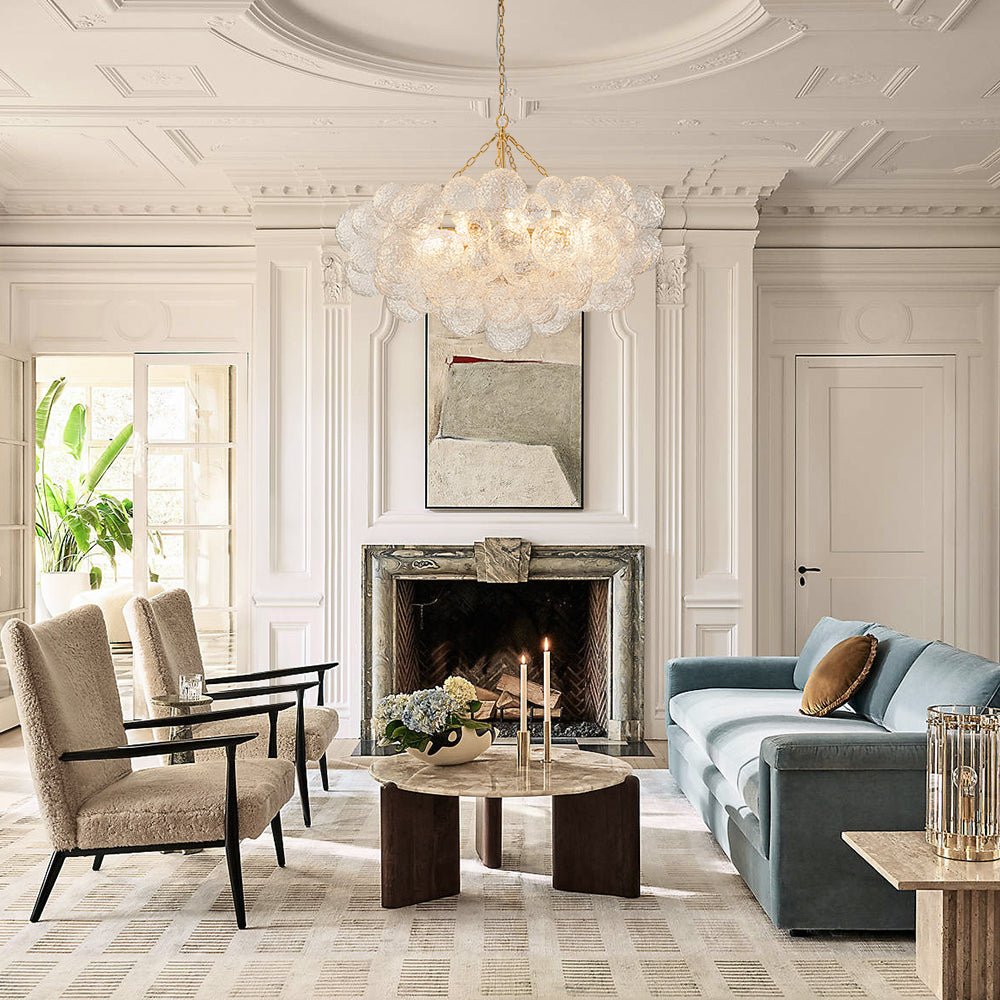 Modern Glam 15-Light Water-Patterned Glass Bubble Chandelier